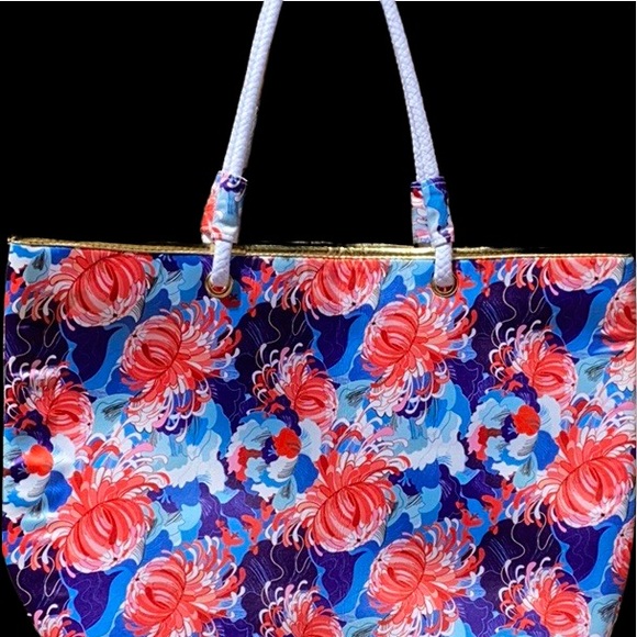NWT The Paper Store Floral Beach Bag Tote - Picture 3 of 10